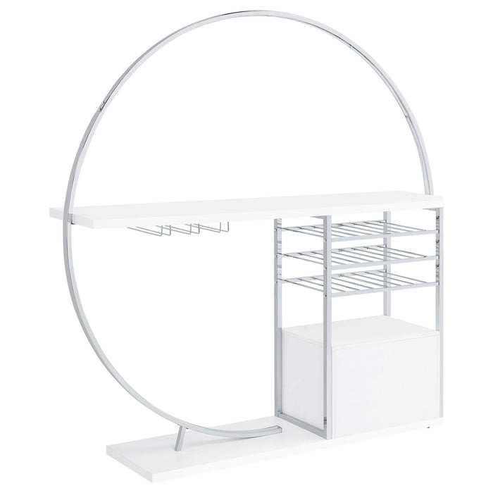 Risley 2 - door Circular LED Home Bar Cabinet White High Gloss - Walo Furniture