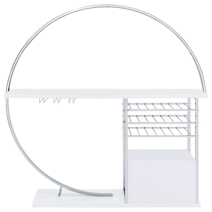 Risley 2 - door Circular LED Home Bar Cabinet White High Gloss - Walo Furniture