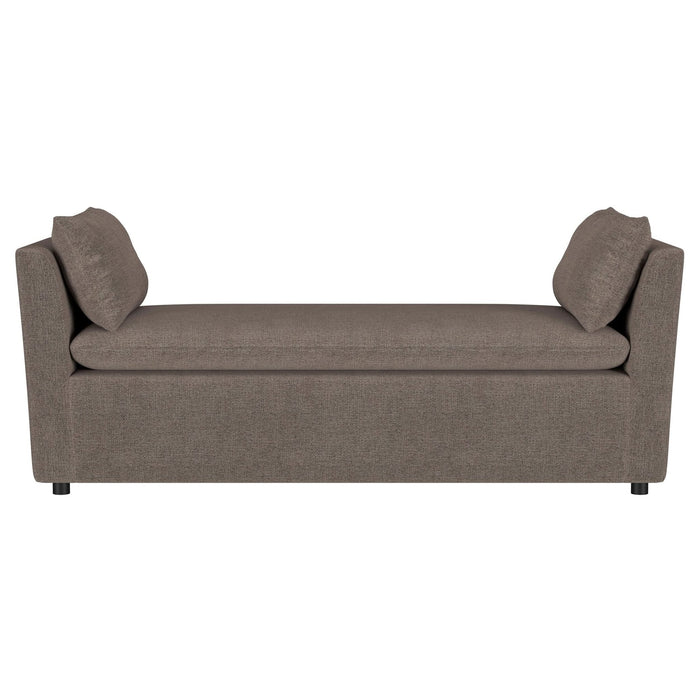 Robin Upholstered Accent Bench with Armrests Brown - Walo Furniture