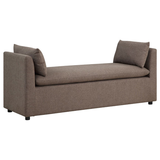 Robin Upholstered Accent Bench with Armrests Brown - Walo Furniture