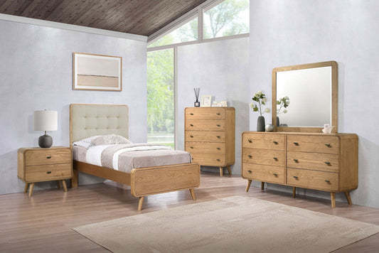 Robyn 5 - piece Twin Bedroom Set Light Ash - Walo Furniture