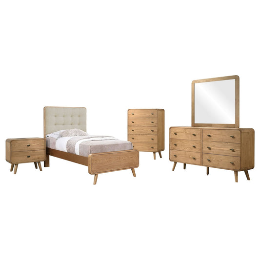 Robyn 5 - piece Twin Bedroom Set Light Ash - Walo Furniture