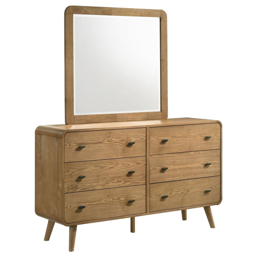 Robyn 6 - drawer Bedroom Dresser and Mirror Light Ash - Walo Furniture