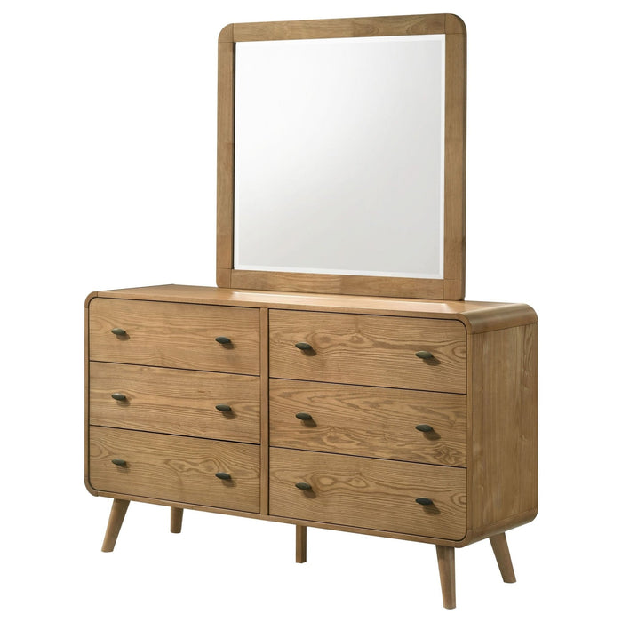 Robyn 6 - drawer Bedroom Dresser and Mirror Light Ash - Walo Furniture