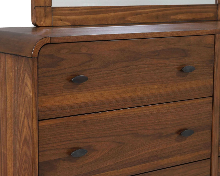 Robyn 6 - drawer Dresser with Mirror Dark Walnut - Walo Furniture