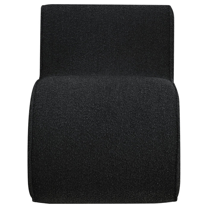 Ronea Boucle Upholstered Armless Curved Chair Charcoal - Walo Furniture