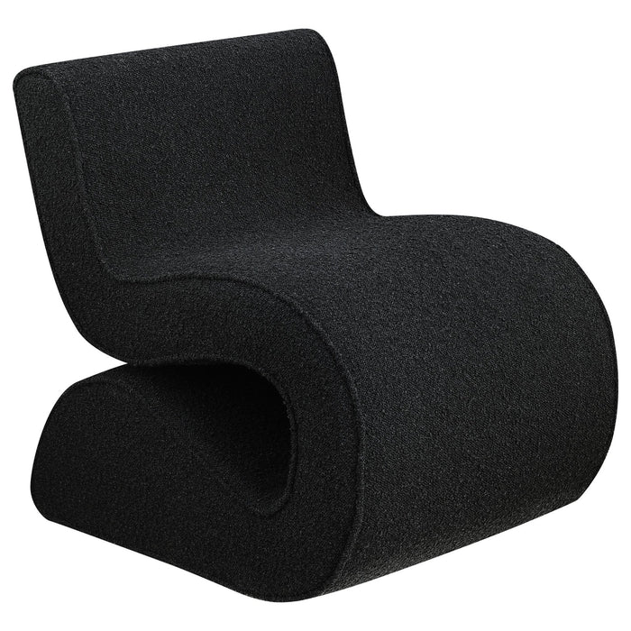 Ronea Boucle Upholstered Armless Curved Chair Charcoal - Walo Furniture