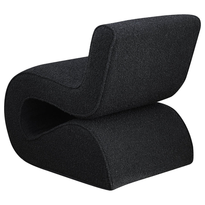 Ronea Boucle Upholstered Armless Curved Chair Charcoal - Walo Furniture