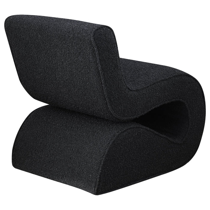 Ronea Boucle Upholstered Armless Curved Chair Charcoal - Walo Furniture