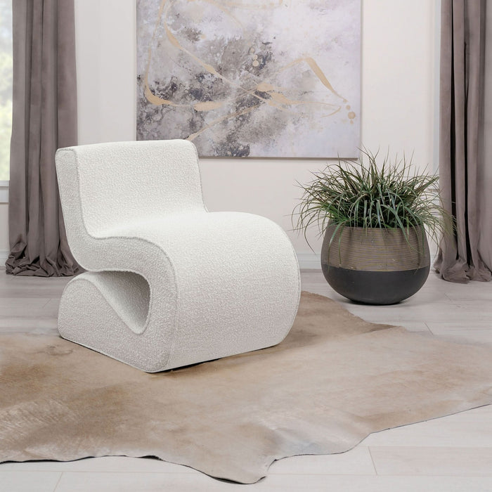 Ronea Boucle Upholstered Armless Curved Chair Cream - Walo Furniture