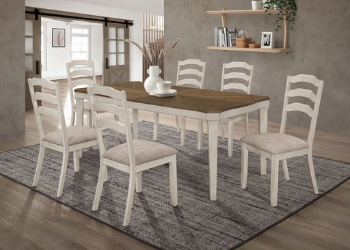 Ronnie 7 - piece Rectangular Dining Table Set Rustic Cream - Walo Furniture