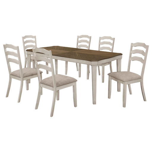 Ronnie 7 - piece Rectangular Dining Table Set Rustic Cream - Walo Furniture