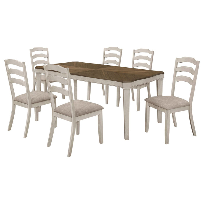 Ronnie 7 - piece Rectangular Dining Table Set Rustic Cream - Walo Furniture