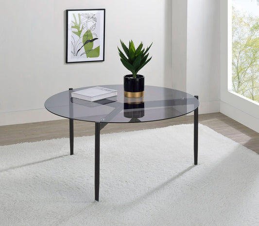 Rosalie Round Smoked Glass Top Coffee Table Grey - Walo Furniture