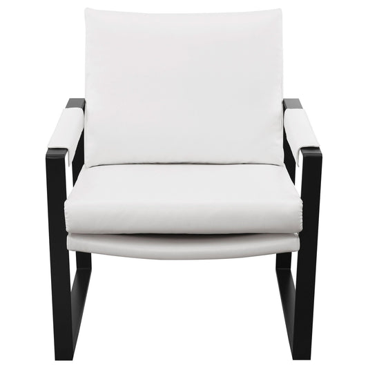 Rosalind Upholstered Track Arm Accent Chair White - Walo Furniture