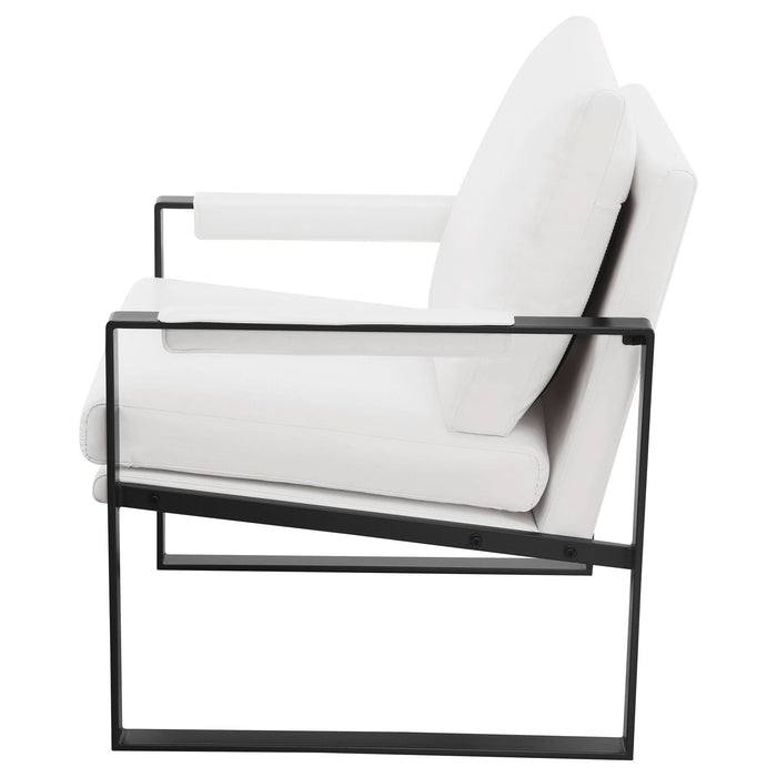 Rosalind Upholstered Track Arm Accent Chair White - Walo Furniture