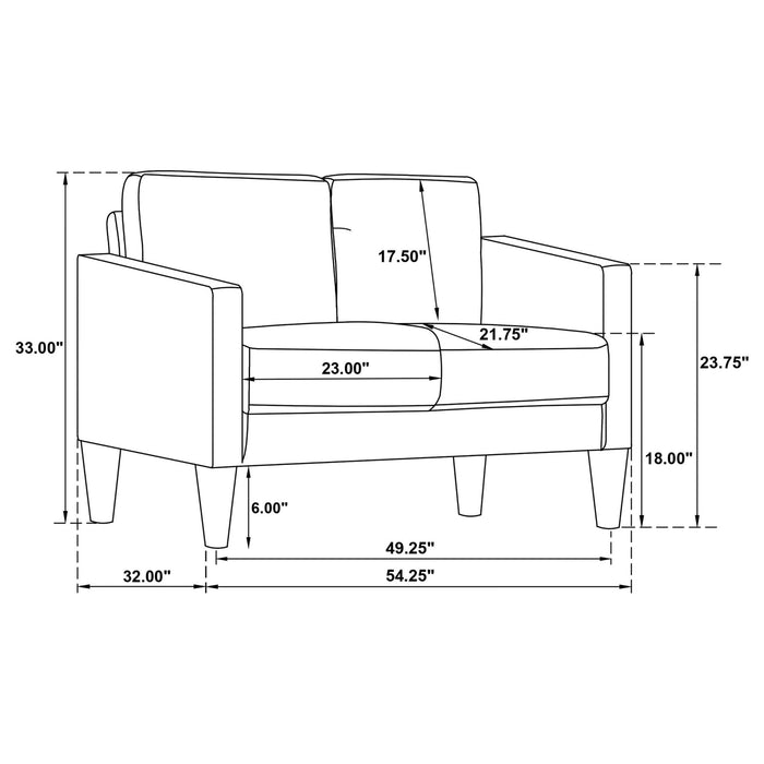 Ruth 2 - piece Upholstered Track Arm Sofa Set Black - Walo Furniture