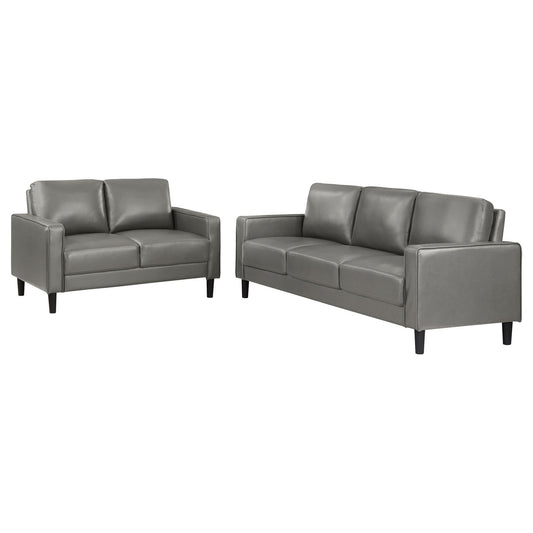 Ruth 2 - piece Upholstered Track Arm Sofa Set Grey - Walo Furniture