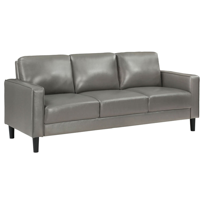 Ruth 2 - piece Upholstered Track Arm Sofa Set Grey - Walo Furniture