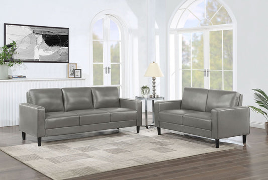 Ruth 2 - piece Upholstered Track Arm Sofa Set Grey - Walo Furniture