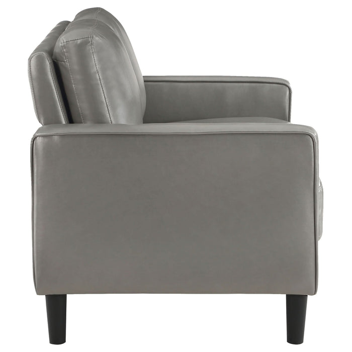 Ruth 2 - piece Upholstered Track Arm Sofa Set Grey - Walo Furniture