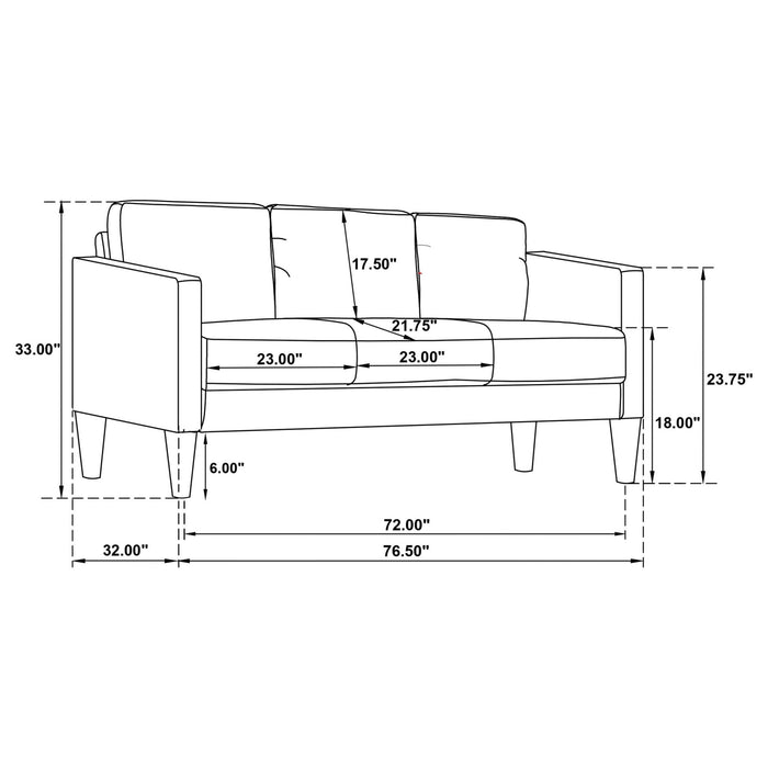 Ruth 2 - piece Upholstered Track Arm Sofa Set Grey - Walo Furniture