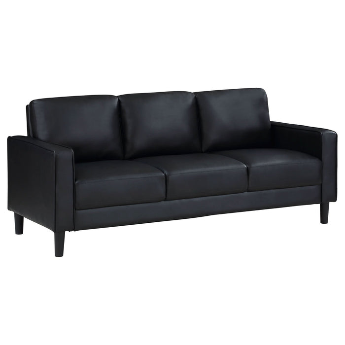 Ruth 3 - piece Upholstered Track Arm Sofa Set Black - Walo Furniture