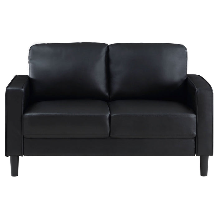 Ruth 3 - piece Upholstered Track Arm Sofa Set Black - Walo Furniture