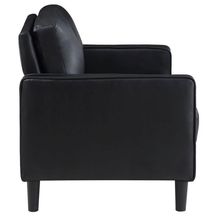 Ruth Upholstered Track Arm Loveseat Black - Walo Furniture