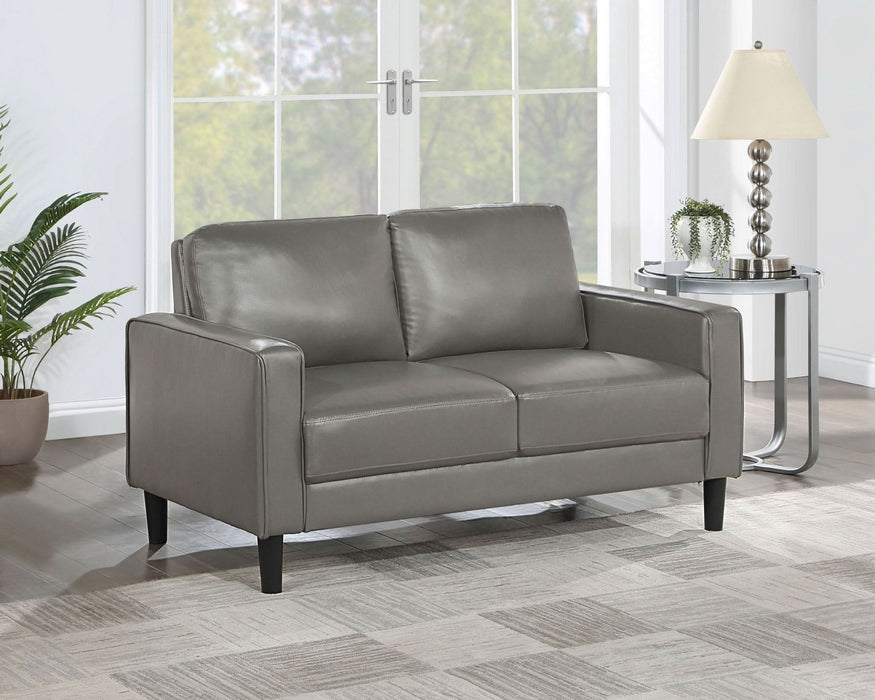 Ruth Upholstered Track Arm Loveseat Grey - Walo Furniture