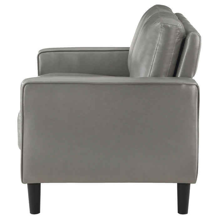 Ruth Upholstered Track Arm Loveseat Grey - Walo Furniture