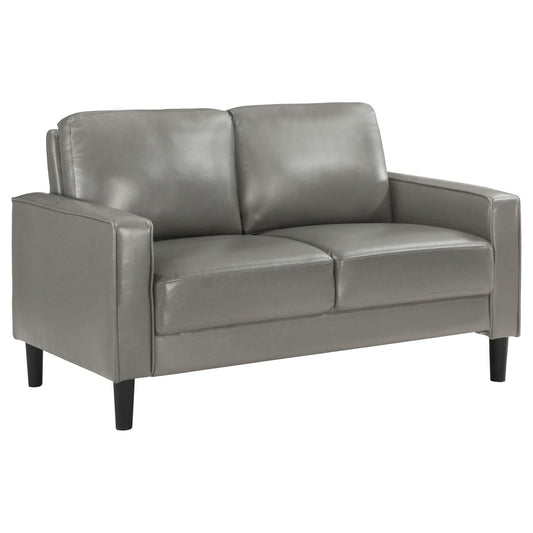 Ruth Upholstered Track Arm Loveseat Grey - Walo Furniture