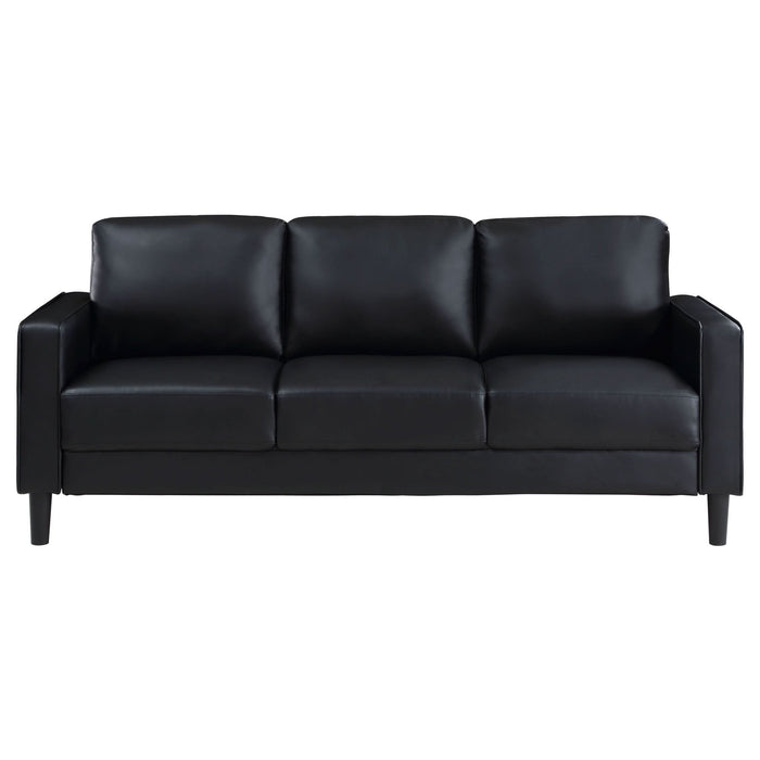 Ruth Upholstered Track Arm Sofa Black - Walo Furniture