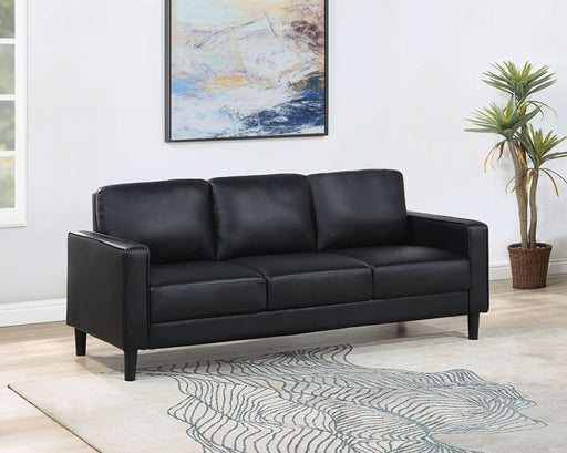 Ruth Upholstered Track Arm Sofa Black - Walo Furniture