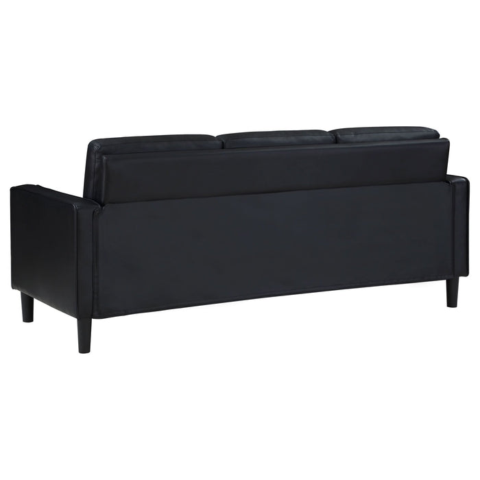 Ruth Upholstered Track Arm Sofa Black - Walo Furniture