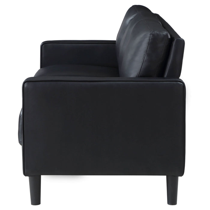 Ruth Upholstered Track Arm Sofa Black - Walo Furniture