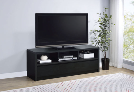 Rutland 59 - inch 3 - drawer TV Stand Media Console Black - Walo Furniture