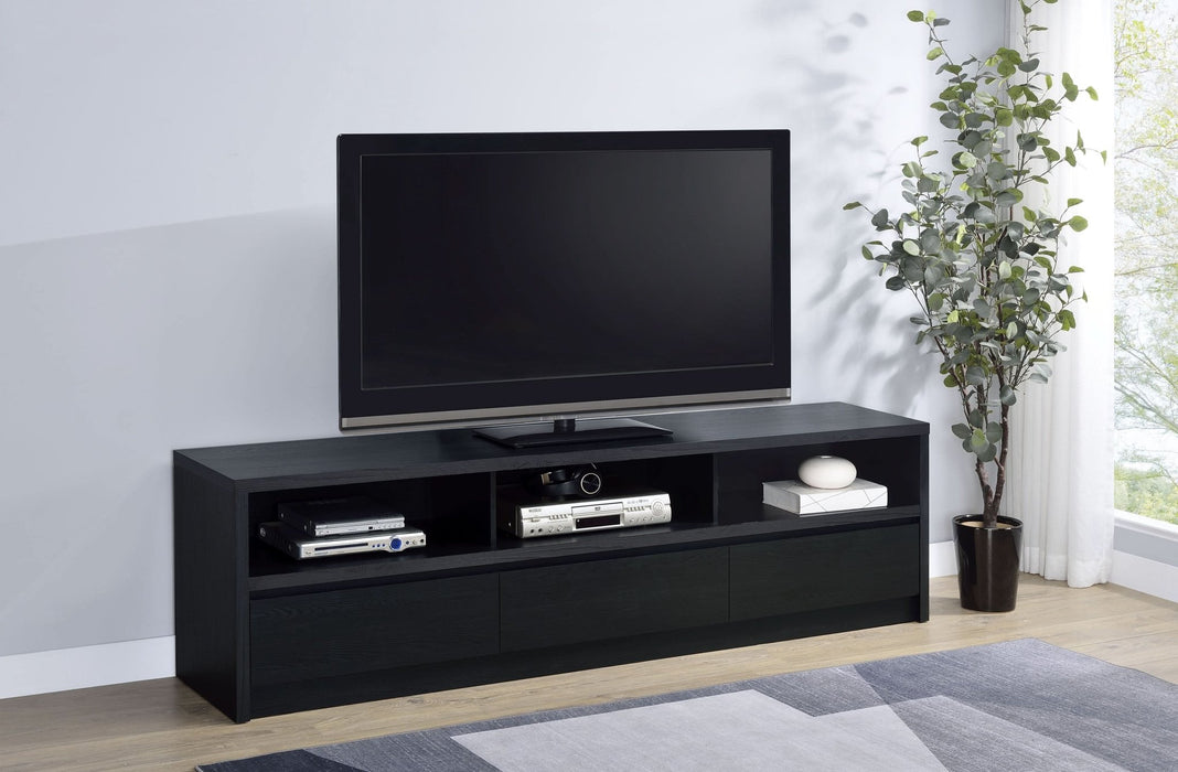 Rutland 78 - inch 3 - drawer TV Stand Media Console Black - Walo Furniture