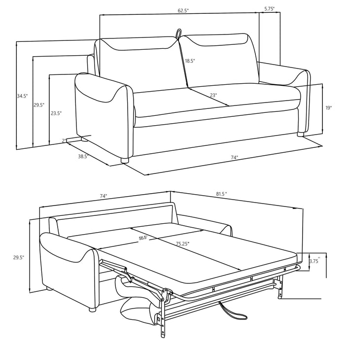 Rylie Upholstered Sofa Sleeper with Queen Mattress Beige - Walo Furniture