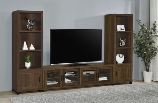 Sachin 3 - piece 79" TV Entertainment Center Dark Pine - Walo Furniture