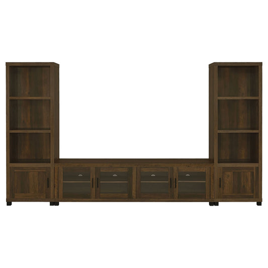 Sachin 3 - piece 79" TV Entertainment Center Dark Pine - Walo Furniture