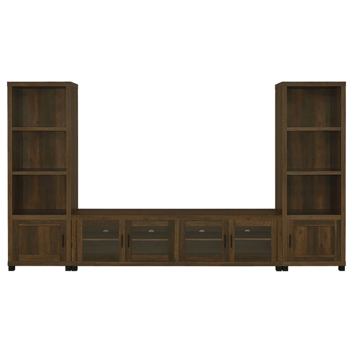 Sachin 3 - shelf Engineered Wood Media Tower Dark Pine - Walo Furniture