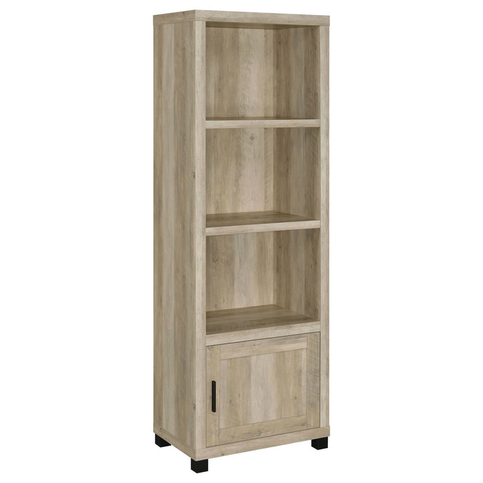 Sachin 3 - shelf Engineered Wood Media Tower Distressed Pine - Walo Furniture