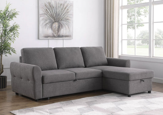 Samantha Upholstered Storage Sleeper Sectional Sofa Grey - Walo Furniture