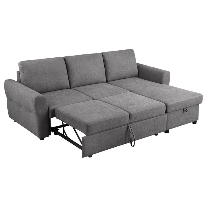 Samantha Upholstered Storage Sleeper Sectional Sofa Grey - Walo Furniture