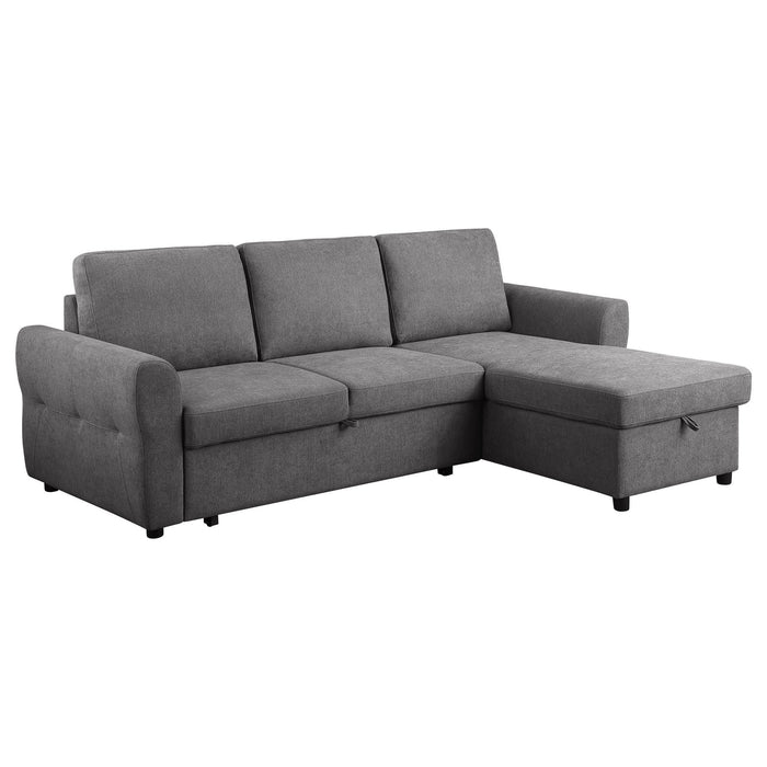 Samantha Upholstered Storage Sleeper Sectional Sofa Grey - Walo Furniture