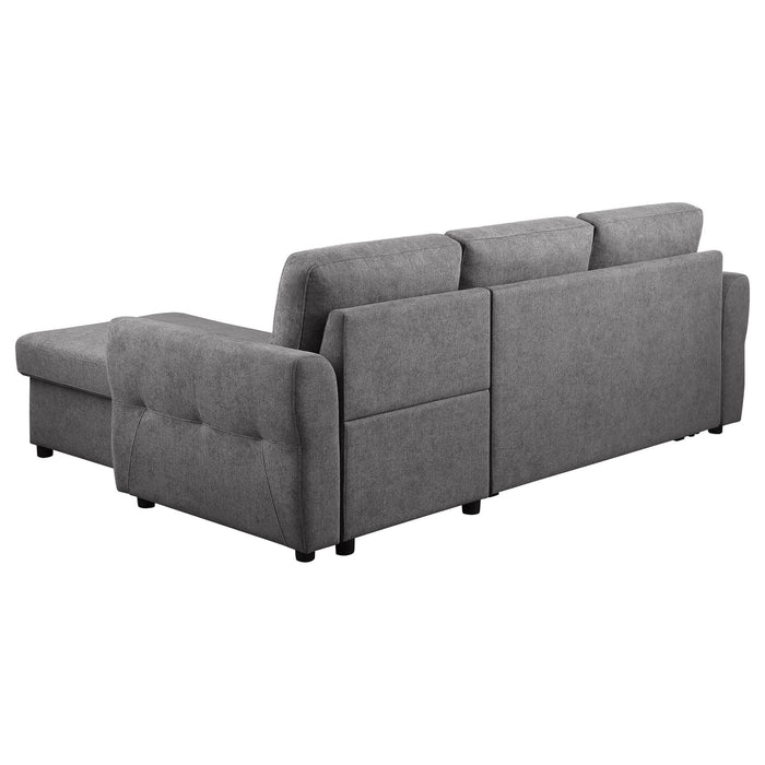 Samantha Upholstered Storage Sleeper Sectional Sofa Grey - Walo Furniture