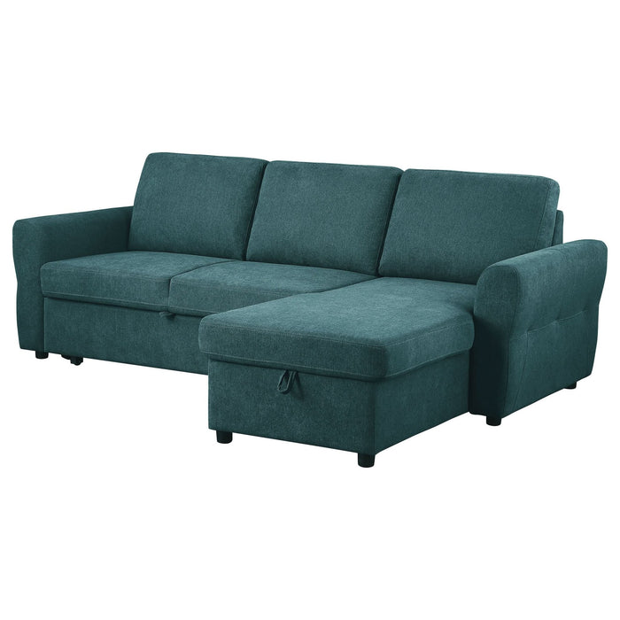 Samantha Upholstered Storage Sleeper Sectional Sofa Teal - Walo Furniture