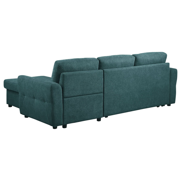 Samantha Upholstered Storage Sleeper Sectional Sofa Teal - Walo Furniture