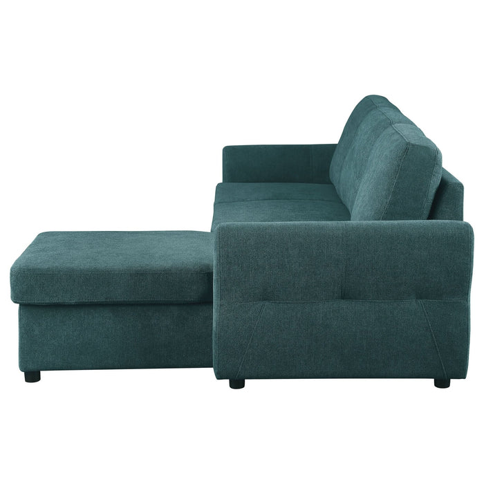 Samantha Upholstered Storage Sleeper Sectional Sofa Teal - Walo Furniture